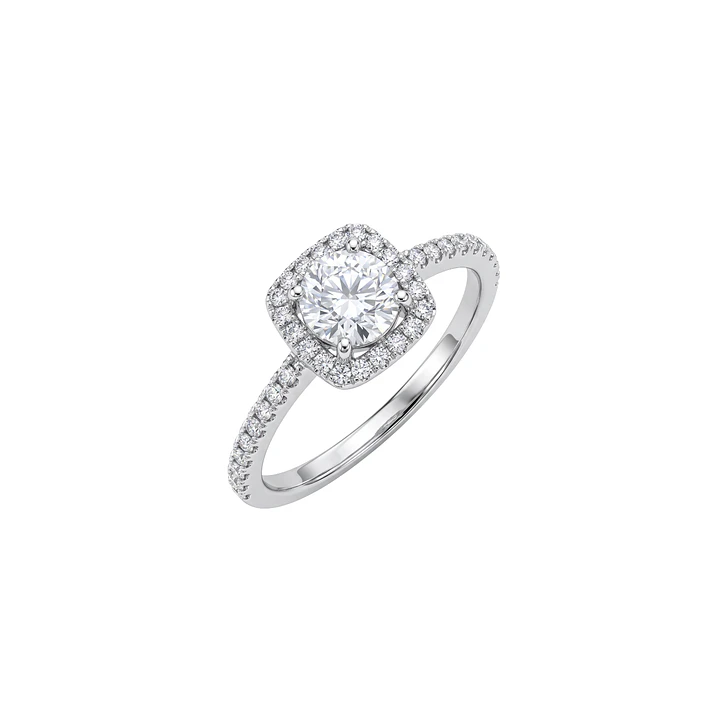 Anillo Compromiso Oro Blanco 18kt Diamante Enmarcado 54 Puntos Medio Cintillo Diamante 17 Puntos 3