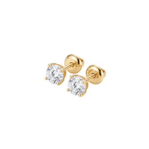 Aros de Oro Amarillo 9kt Boton Circon 4 Grifas