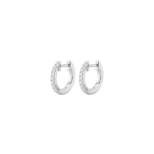 Aros Oro Blanco 18kt Diamantes 9Pts Argollas Pequeñas
