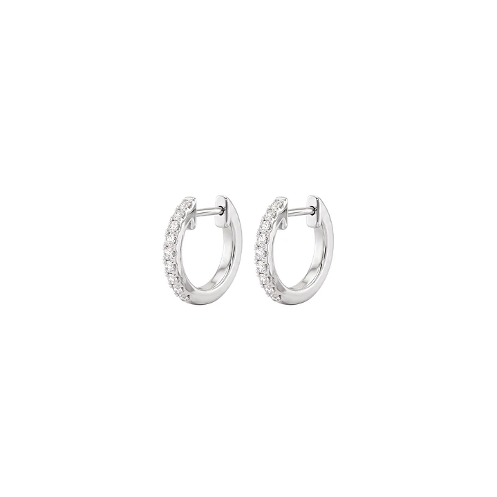 Aros Oro Blanco 18kt Diamantes 9Pts Argollas Pequeñas 3