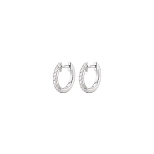 Aros Oro Blanco 18kt Diamantes 8Pts Argollas Pequeñas
