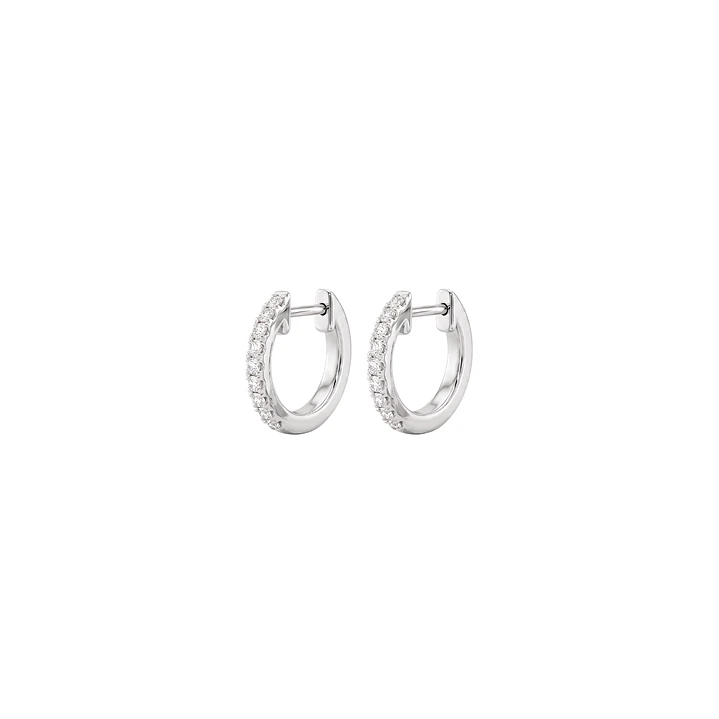 Aros Oro Blanco 18kt Diamantes 8Pts Argollas Pequeñas 1