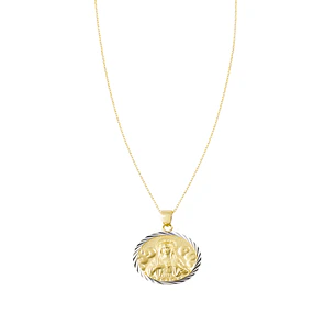 Colgante de Oro 18kt Virgen bisel blanco estriado