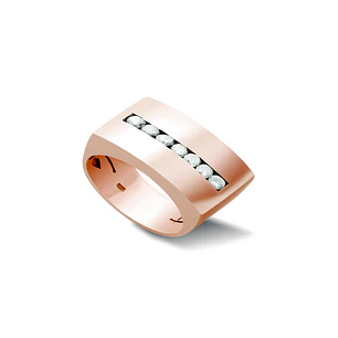Anillo Oro Rosado 18kt Modelo Dumo 7 Diamantes 5pts