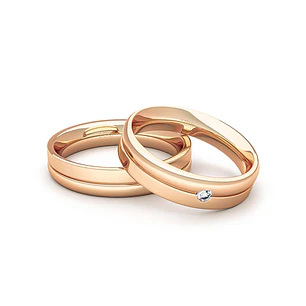 Par Argollas Matrimonio de Oro Miel 18kt Mia 4,0mm Diamante 3Pts