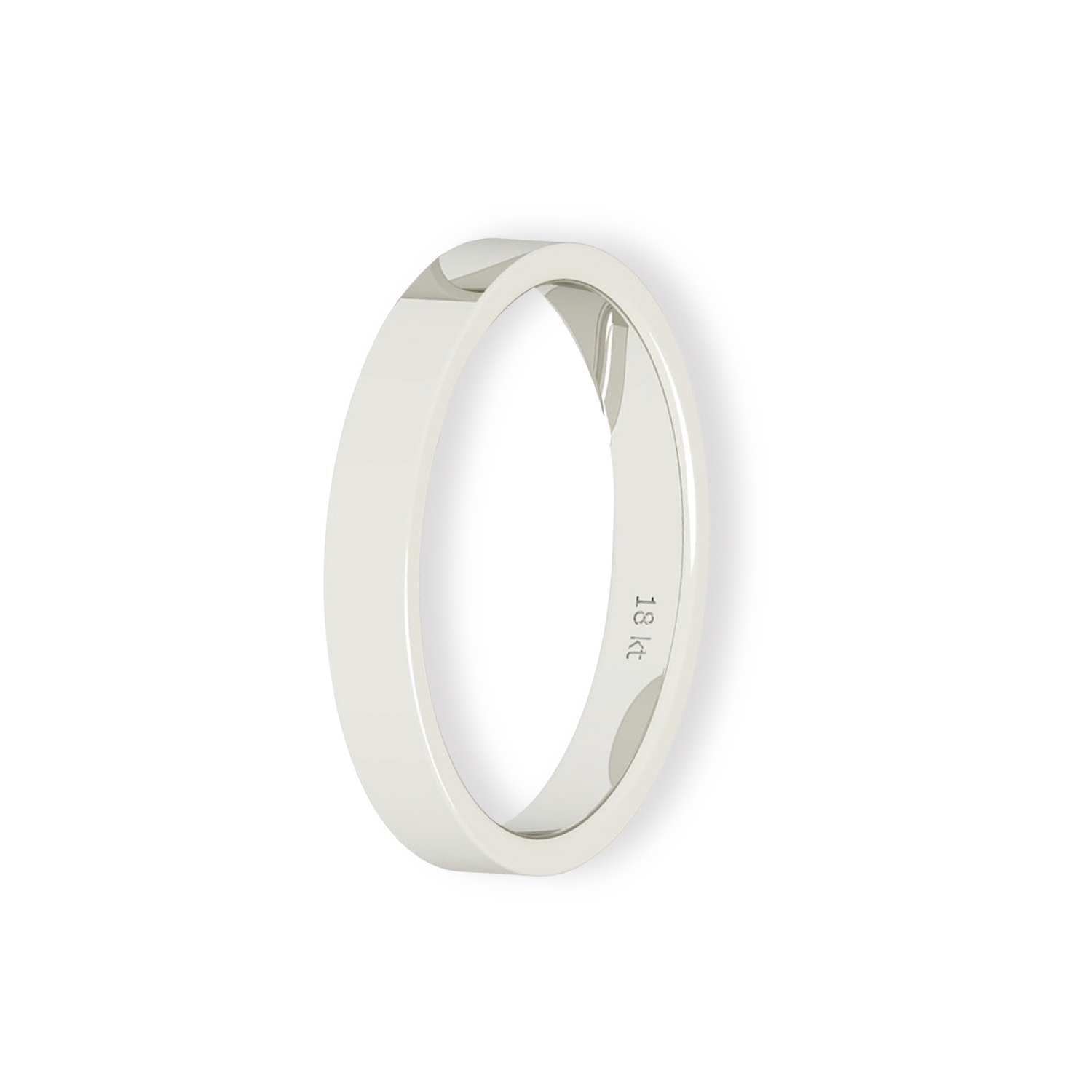 Argolla Matrimonio de Oro Blanco 18kt Tubo Ferrada de 3,5mm 1