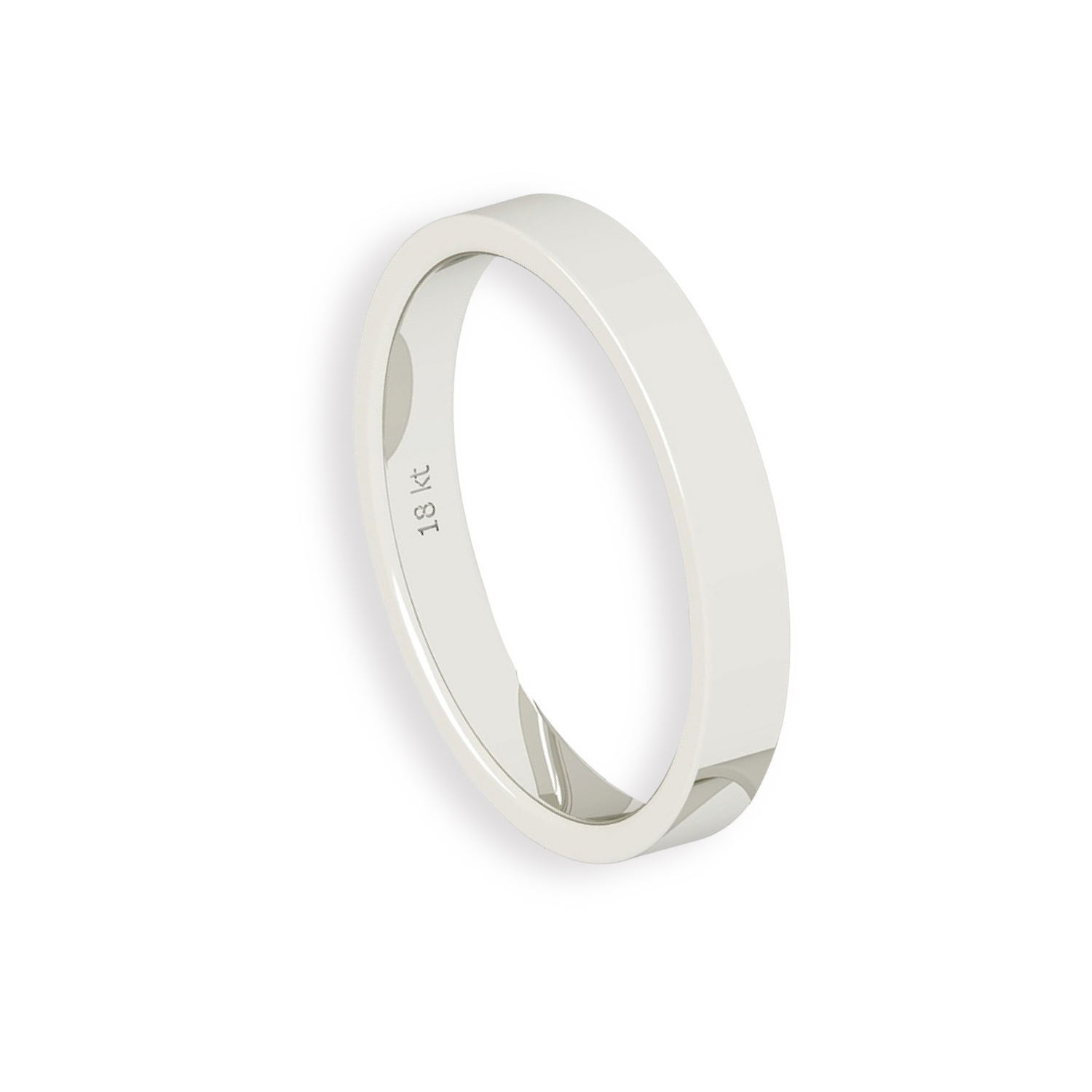 Argolla Matrimonio de Oro Blanco 18kt Tubo Ferrada de 3,5mm 3