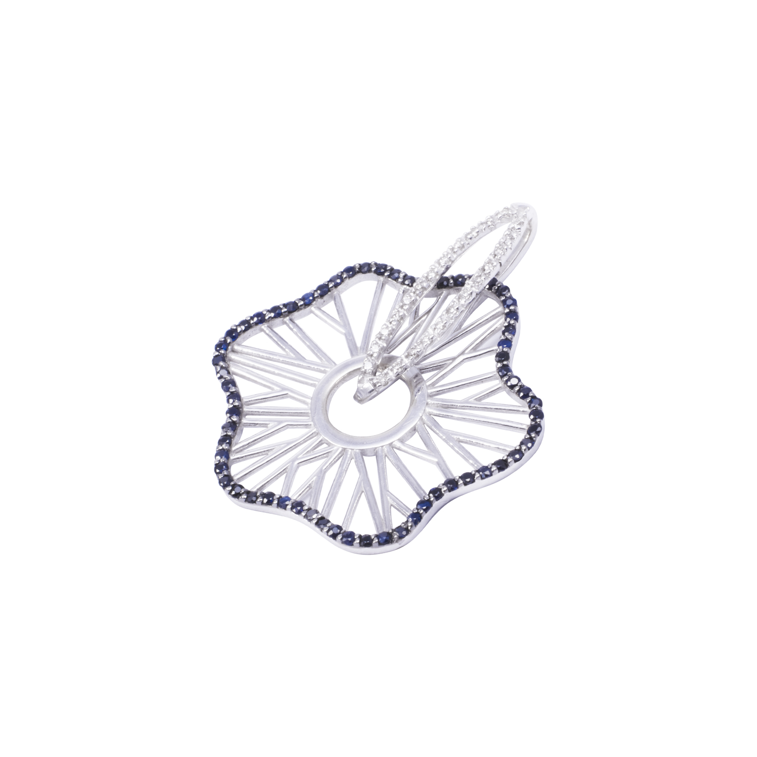 Colgante Oro Blanco 18kt Flor Diamantes 42 Pts 1