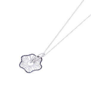 Colgante Oro Blanco 18kt Flor Diamantes 42 Pts