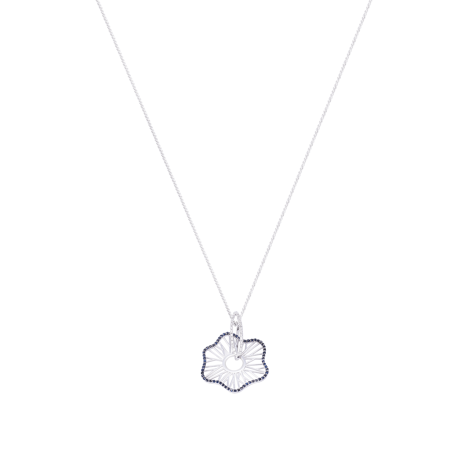 Colgante Oro Blanco 18kt Flor Diamantes 42 Pts 3