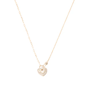 Collar Revestido en Oro 18kt Corazón Candado Circonita