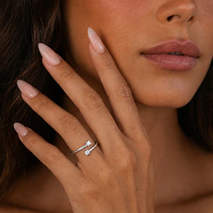 Anillo Oro Blanco 18kt Diamantes 10 Pts Cruzado