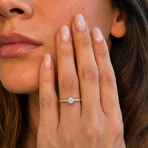 Anillo Oro Amarillo 18kt Circonita Central 4MM