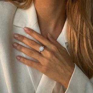 Anillo Platino 900 Diamantes 60 Pts Brillo Clásico