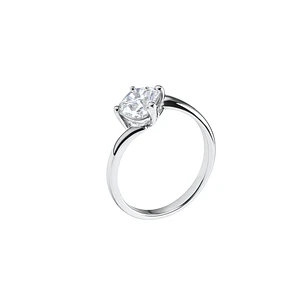 Anillo Oro Blanco 18kt Circonita Central 8MM 4 grifas