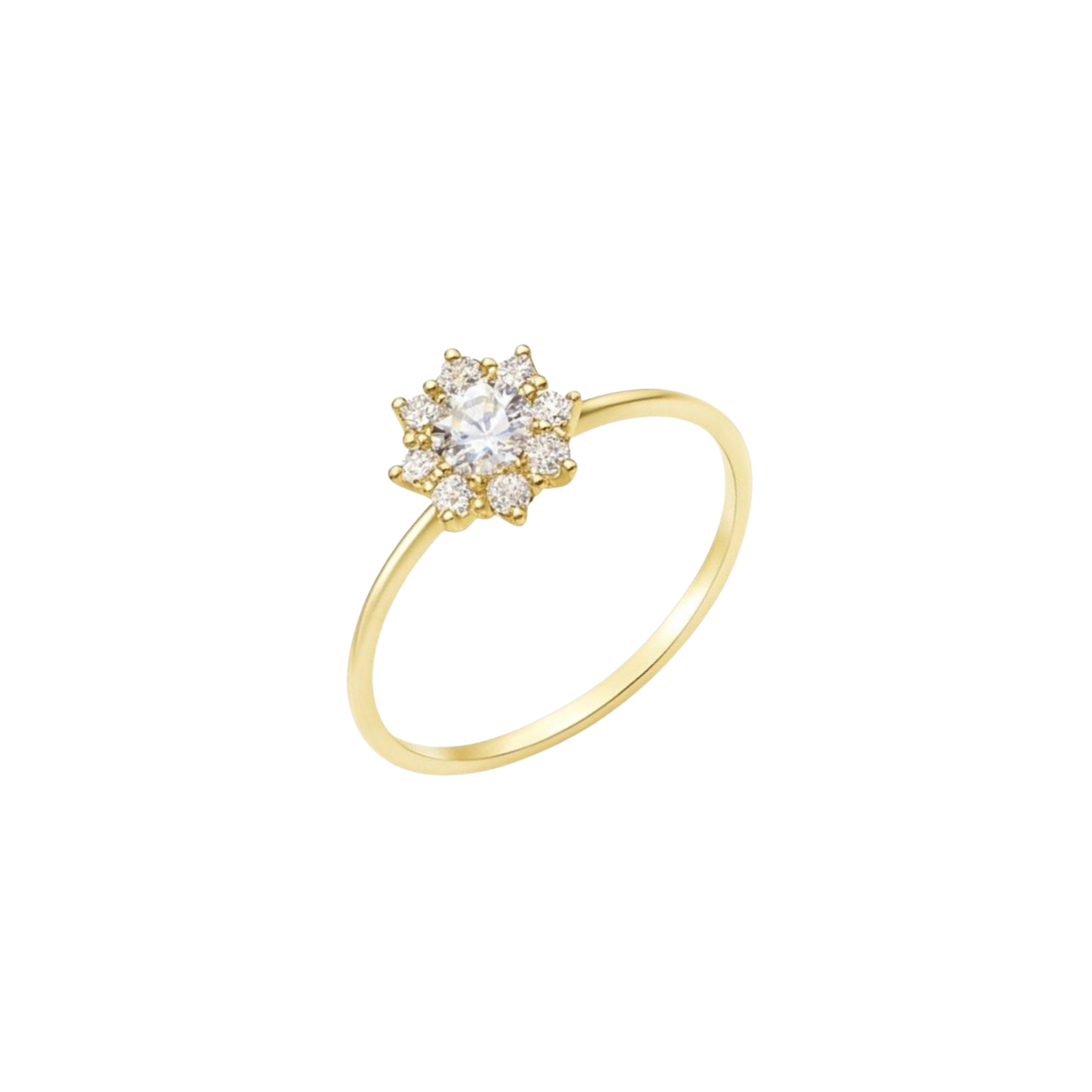 Anillo Oro Amarillo 14kt Copo de Nieve Circonita 1