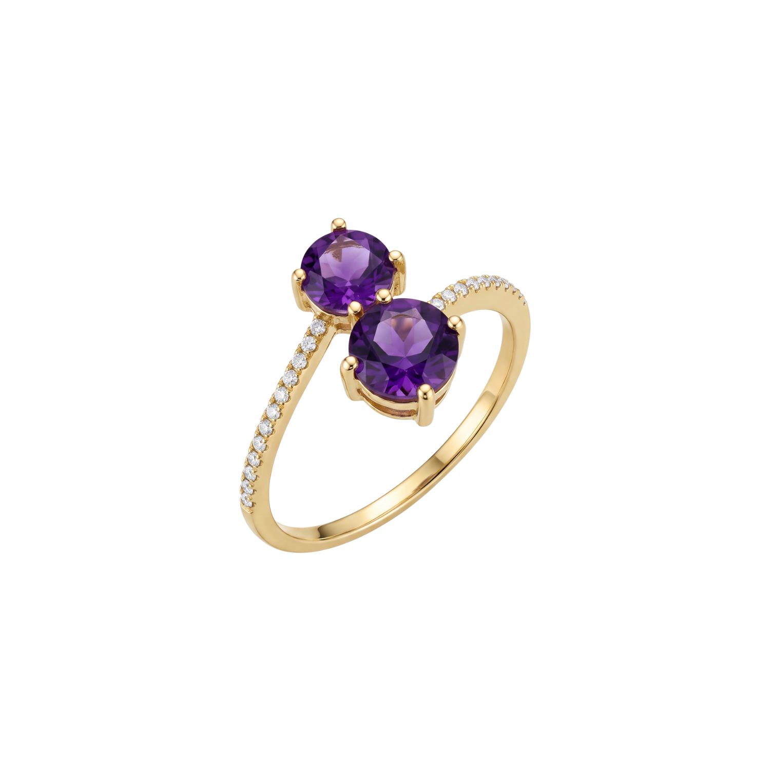 Anillo Oro Amarillo 18kt Diamantes 15 Pts Amatista 98 Pts 1