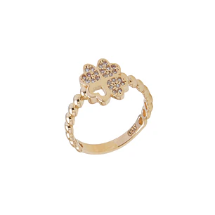 Anillo de Oro 18kt Trébol Circón