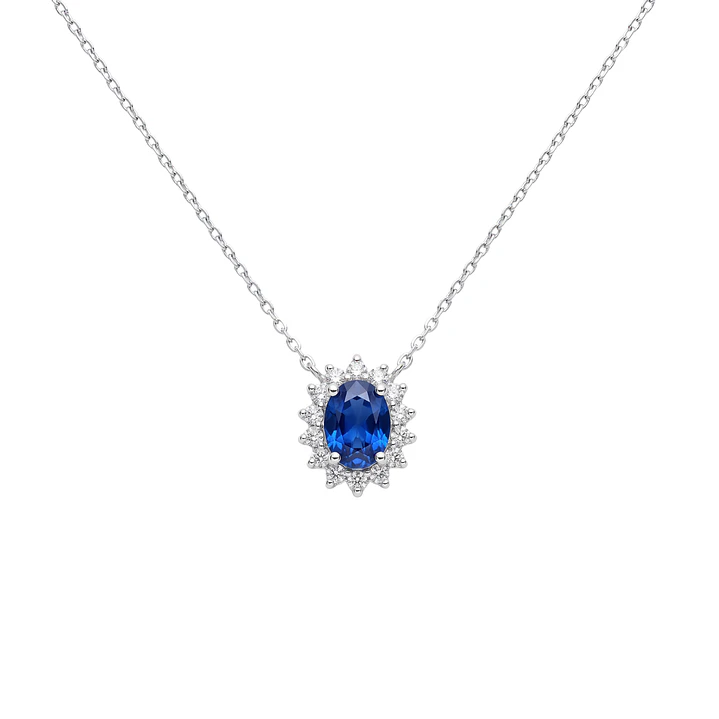 Collar Plata Esterlina 925 Zafiro Óval Circón 2