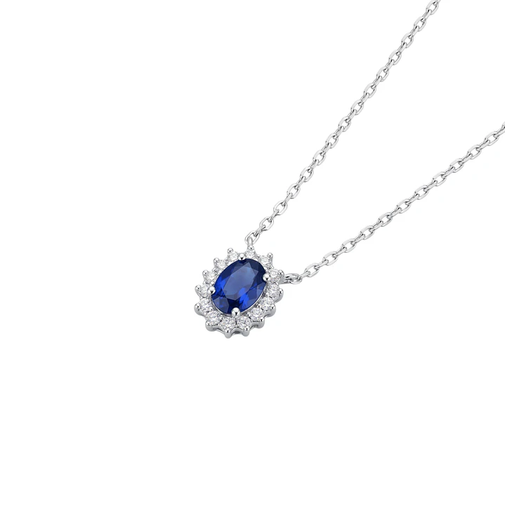Collar Plata Esterlina 925 Zafiro Óval Circón 3