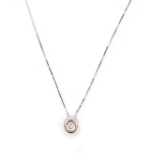 Collar Oro Blanco 18kt  Diamantes  Punto de Luz