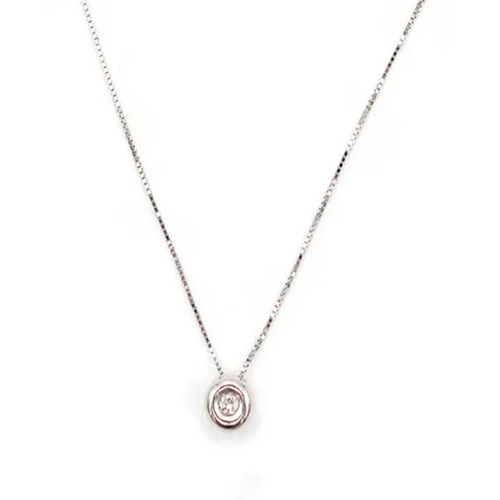 Collar Oro Blanco 18kt  Diamantes  Punto de Luz 1