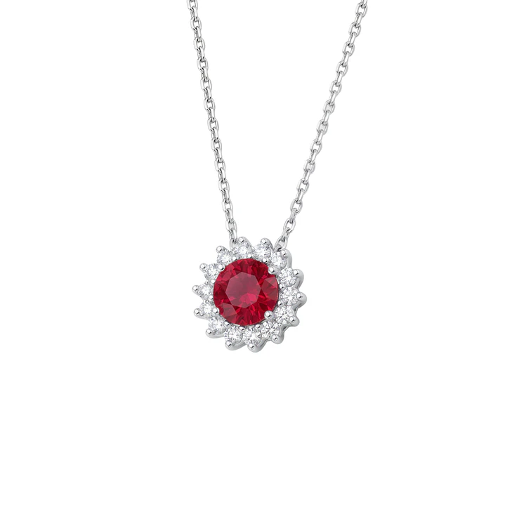Collar Plata Esterlina 925 Rubí Óval Circón 2