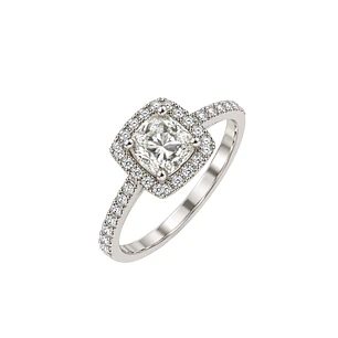 Anillo Compromiso Oro Blanco 18kt Diamante 52 Puntos en Cuadro Diamante 17 Puntos