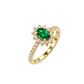 Anillo Compromiso Oro Amarillo 18kt Diamantes Medio Riel 50 Puntos Esmeralda Coronada 67 Puntos - Miniatura 1