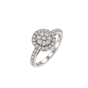 Anillo Compromiso Oro Blanco 18kt Flor Real Diamantes 79 Puntos