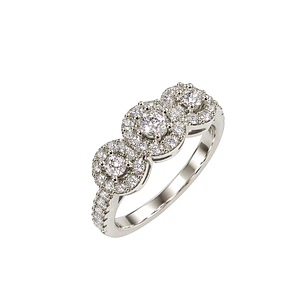 Anillo Compromiso Platino 750 Trio Rondas Diamantes 36 Puntos Totales