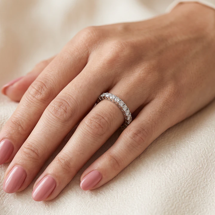 Anillo Oro Blanco 18kt Diamantes 57 Puntos Cadena Extendible 4