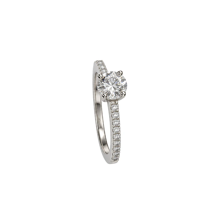 Anillo Compromiso Oro Blanco 18kt Diamante Semi Riel 35 Puntos Solitario Central 22 Puntos 3