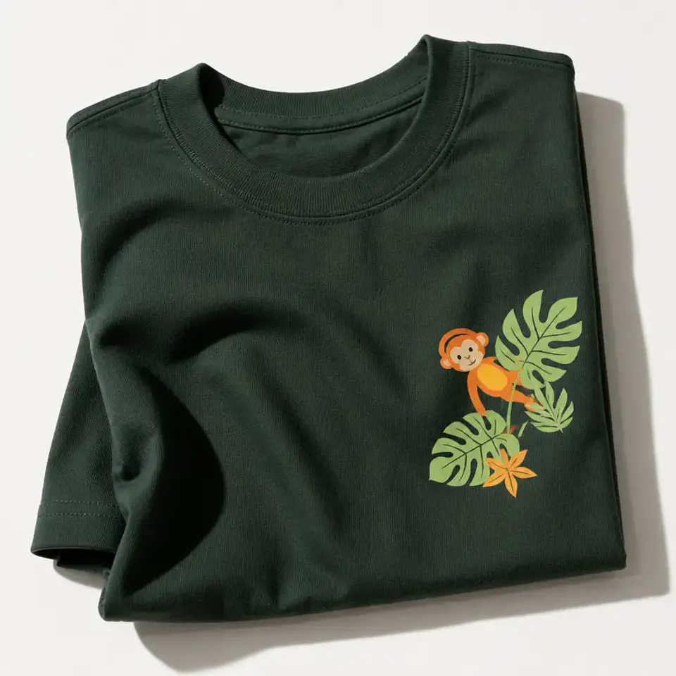 T-shirt Macaco Curioso — verde floresta 1