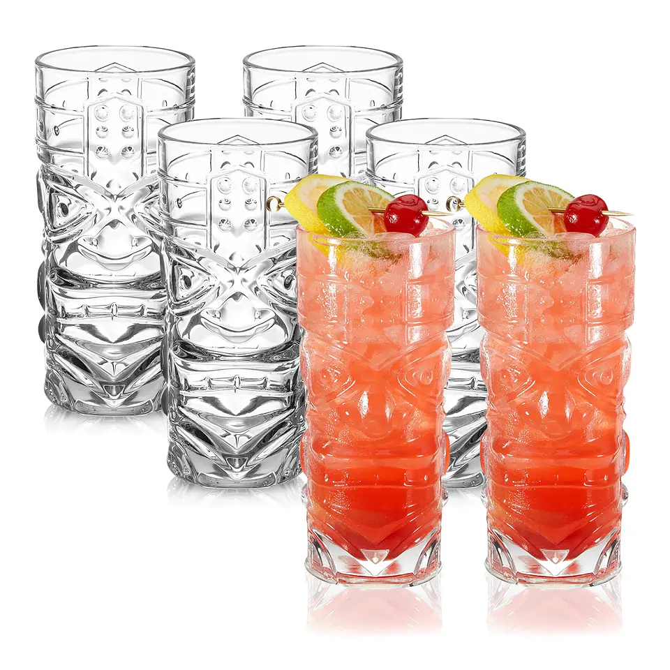 set de 6 vaso tiki kane vidrio templado 420ml 3