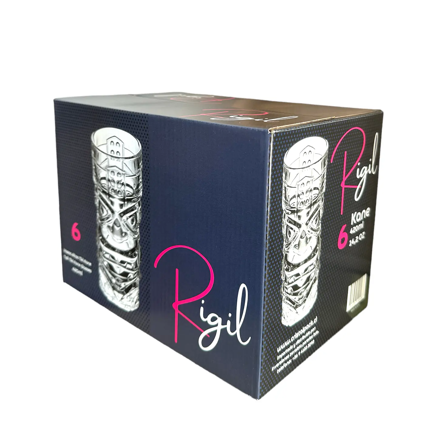 set de 6 vaso tiki kane vidrio templado 420ml 6
