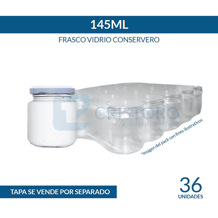 FRASCO VIDRIO CONSERVERO 145ml - PACK 36 UND.  1