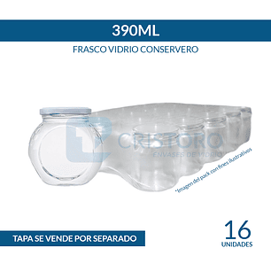 FRASCO VIDRIO CONSERVERO MIELERO 390ml - PACK 16 UND. 