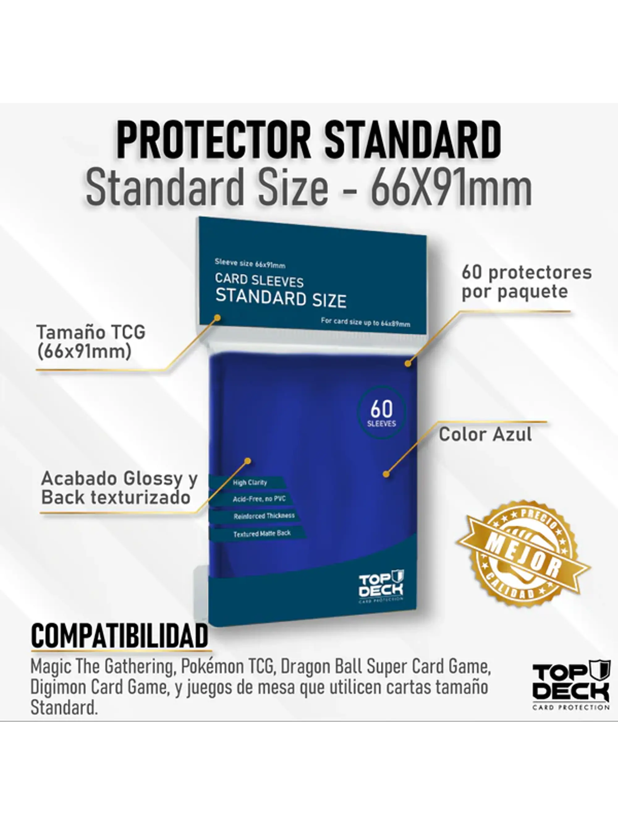 Protectores Esenciales | TOPDECK Standard 62x89mm color Azul 1