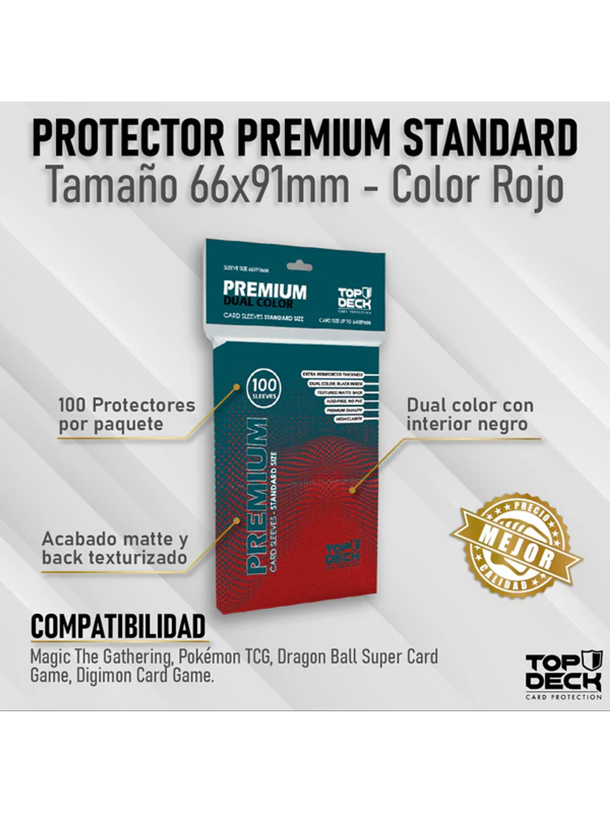 Protectores PREMIUM Standard 66x91mm color Rojo 1