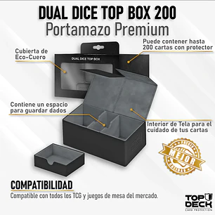 Portamazos Premium Dual Dice 200 - Negro -TOPDECK 