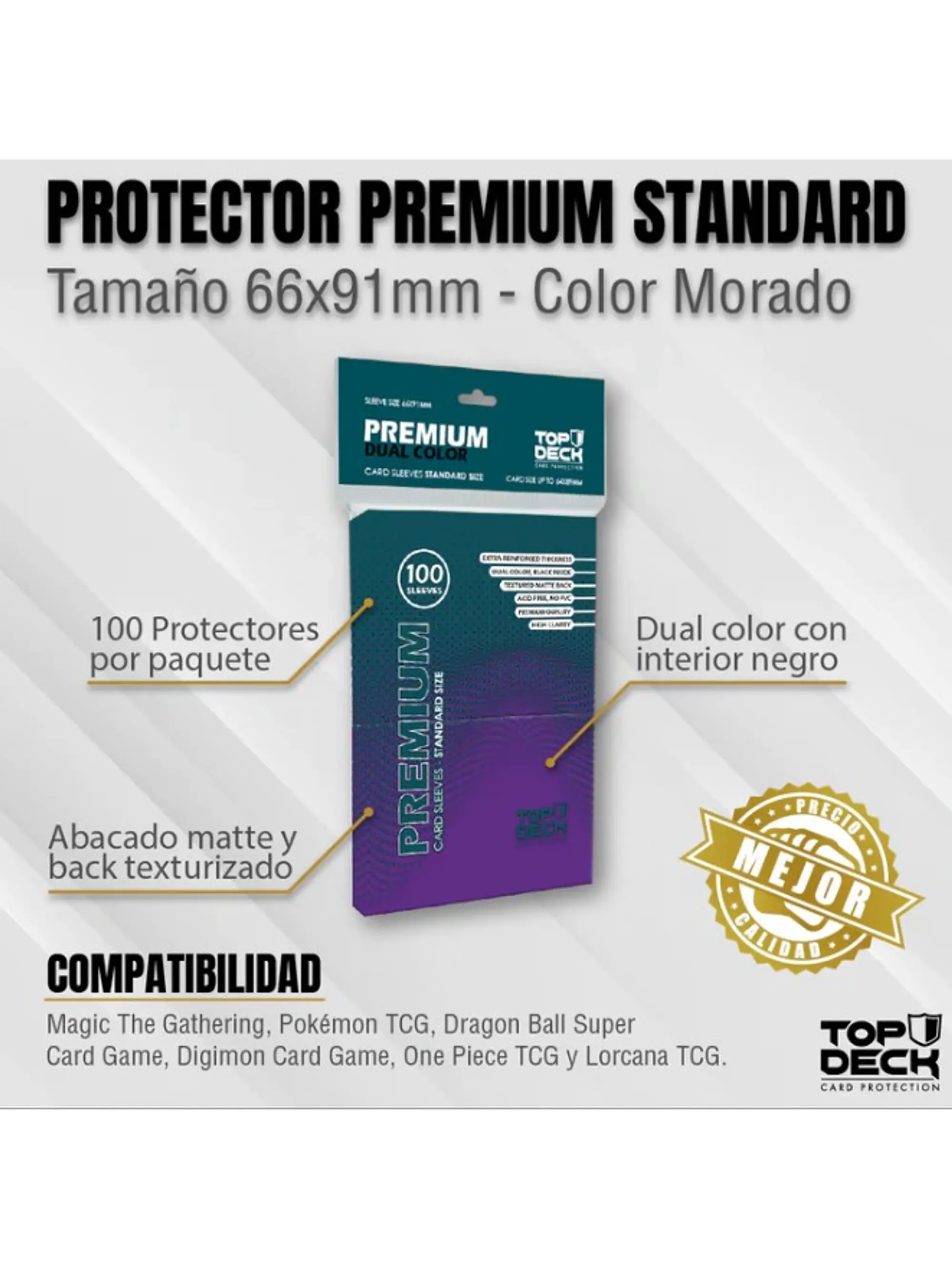 Protectores Premium - Standard 62x89mm - Morado - TOPDECK 