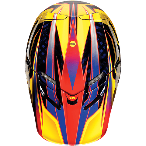 CASCO FOX V4 CARBONO RACE BLUE/YELLOW