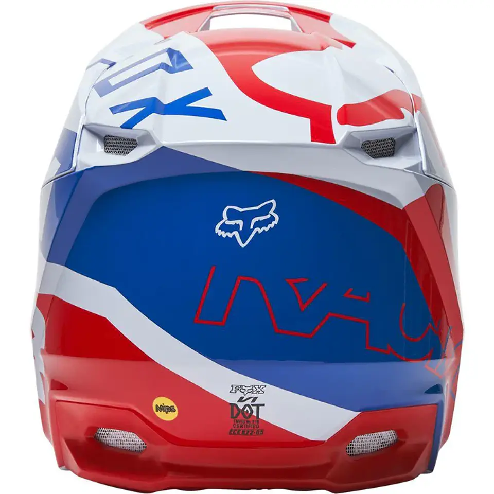 CASCO FOX V1 SKEW BLANCO ROJO 2