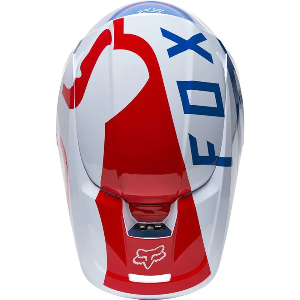 CASCO FOX V1 SKEW BLANCO ROJO 3