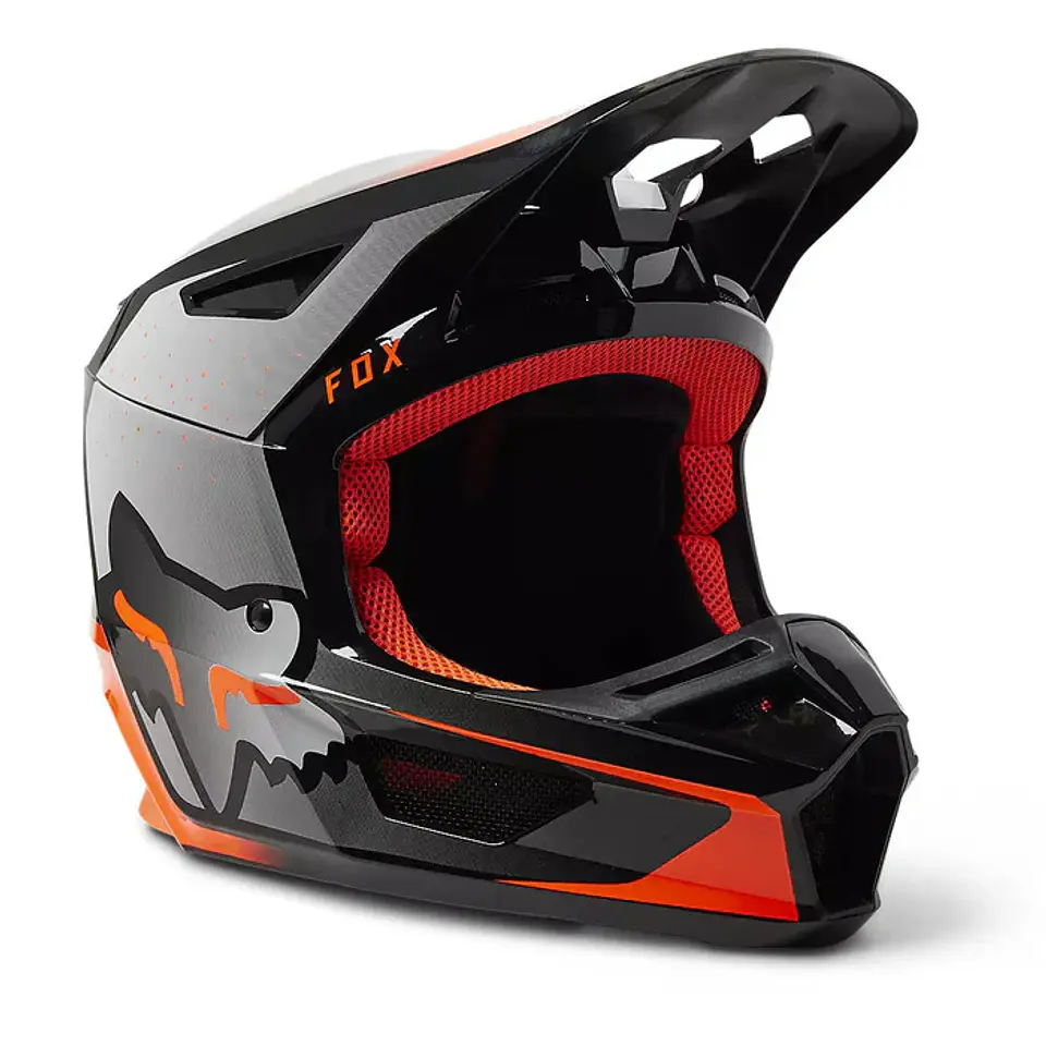 CASCO FOX V2 VIZEN NEGRO NARANJO 1