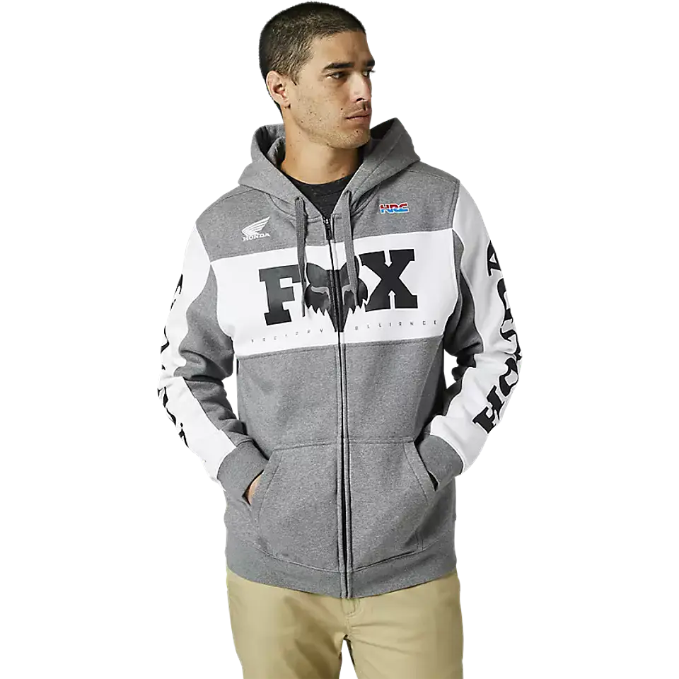 POLERON FOX HONDA ZIP FLEECE GRIS  1