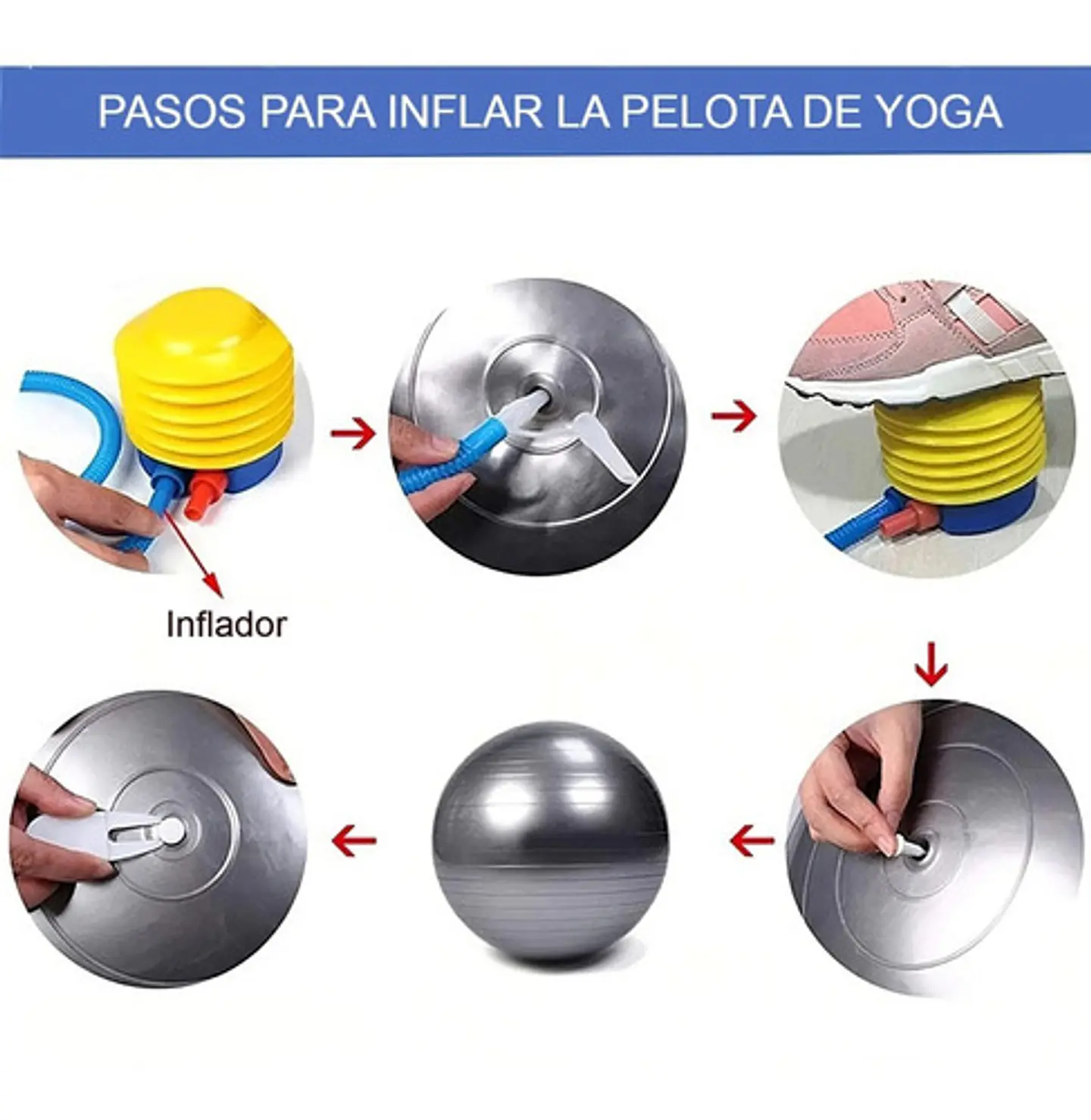 Pelota Balon Yoga 75 Cm Pilates Con Inflador  8