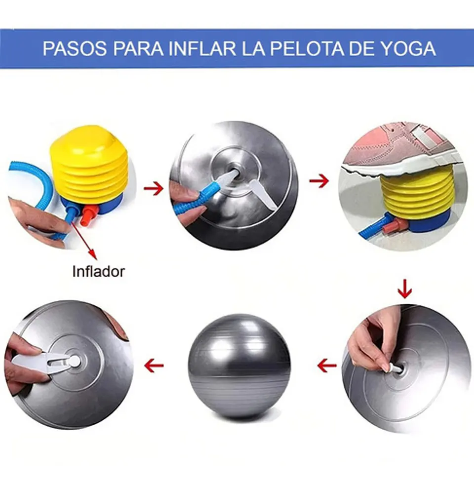 Pelota Balon Yoga 75 Cm Pilates Con Inflador  8