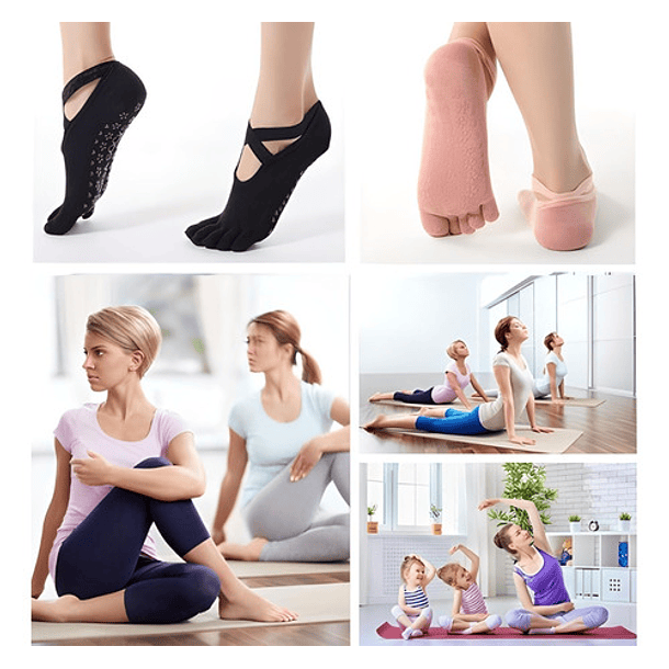 Calcetines de yoga antideslizantes con agarres Barre Pilates Calcetines  para mujeres y niñas